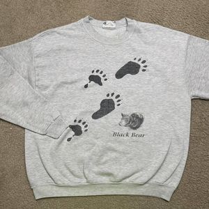 Vintage Y2K Black Bear Long Sleeve Crew Neck Pullover Gray Sweatshirt XL